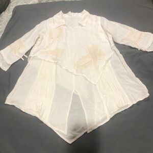 Elegant White Linen Tunic Top